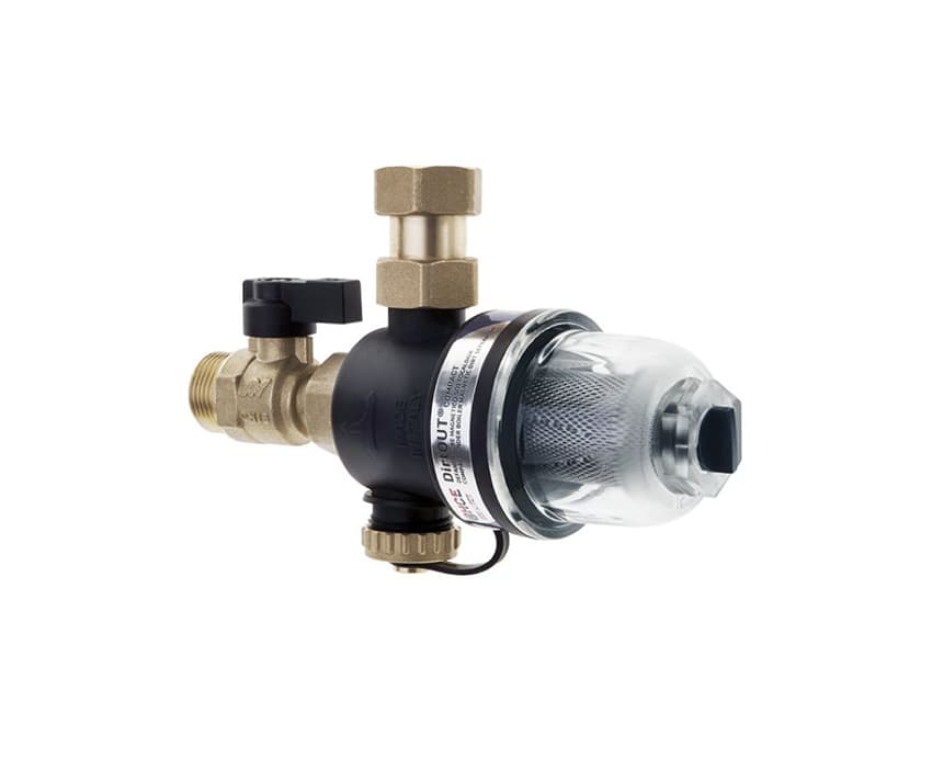 HCE DirtOut Compact 3/4"-os mágneses iszapleválasztó mechanikus szűrővel, átlátszó/fekete
