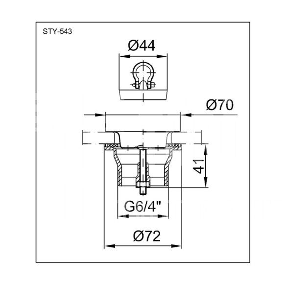 Leeresztőszelep 6/4″ – Ø70 mm-es tányérral, M6x40-es csavarral