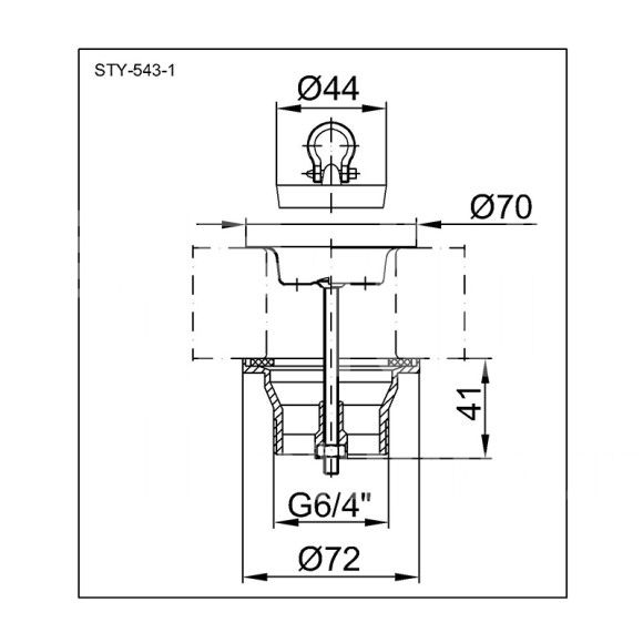 Leeresztőszelep 6/4″ – Ø70 mm-es tányérral, M6x70-es csavarral