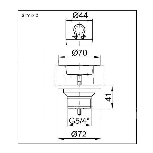Ø114 mm-es egymedencés leeresztőszelep, túlfolyó nélkül, 47 mm-es csavarral, gránit mosogatóhoz