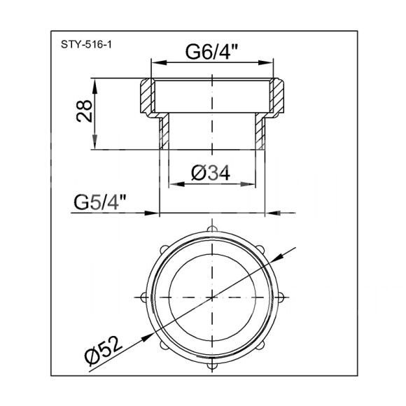Szűkítő szifonhoz: 6/4″ belső menetes – 5/4″ külső menetes, tömítéssel