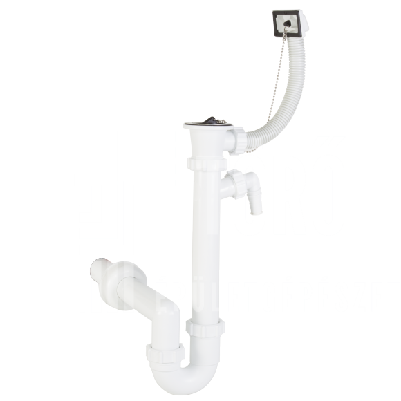 Csőszifon túlfolyóval, leeresztőszeleppel, mosogatógép csatlakozóval, Ø40 mm-es elfolyással