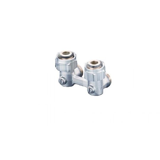 Oventrop Multiflex F kétcsöves fűtőtest-csatlakozás ZB, sarok, 3/4" hollandi x 3/4" km, sárgaréz, nikkelezett