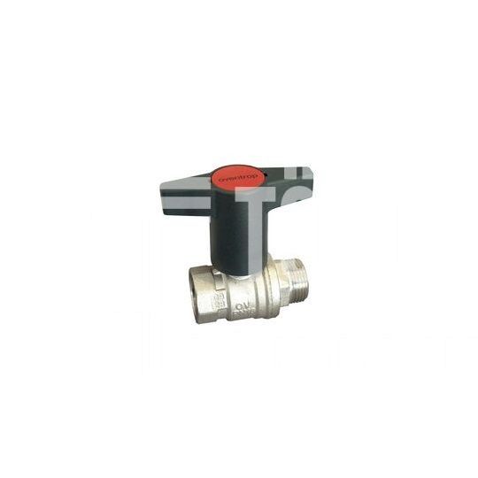 Oventrop Optibal golyóscsap, DN15, 1/2" kb, fix, PN20, PN16, műanyag fogantyúval, sárgaréz