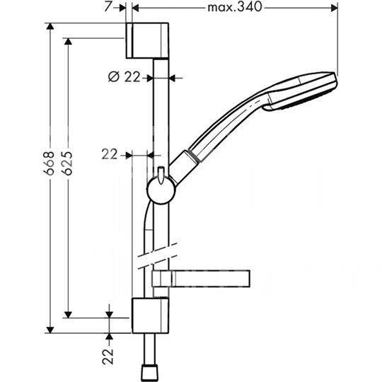 Hansgrohe Croma 100 Vario zuhanyszett, 650mm-es rúddal