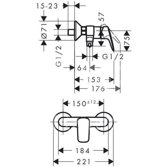 Hansgrohe Logis fali zuhanycsaptelep