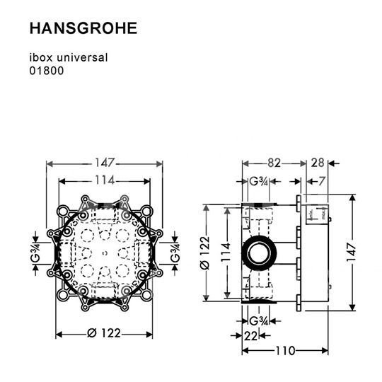 Hansgrohe iBox universal alaptest, DN15/DN20