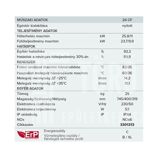 Ariston CLAS X 24 CF EU ATMOSZFÉRIKUS KOMBI FALIKAZÁN